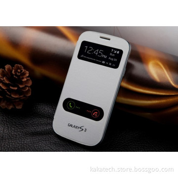 Flip Leather Two Window Phone Case for Samsung S3 I9300